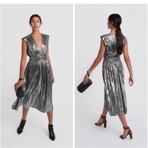 Rebecca Minkoff Briella Pleated Silver Sleeveless Dress